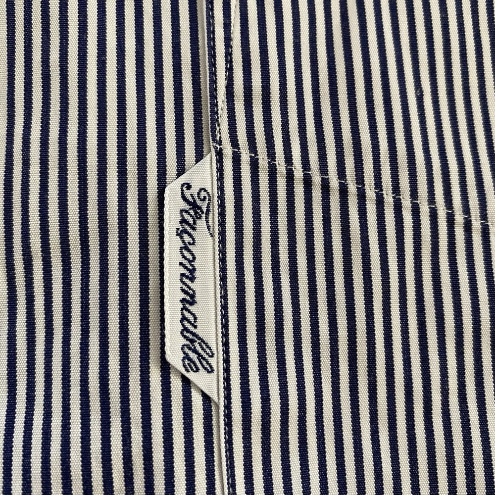 Faconnable Shirt 5 16.5R Navy Stripe Button Up 100% Cotton Long Sleeve France‎ - Picture 5 of 16